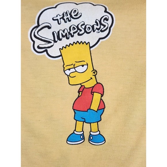 The Simpsons T-Shirt 3/4 Sleeve Color Block‎ Yellow Black All Over Front All - Picture 8 of 8